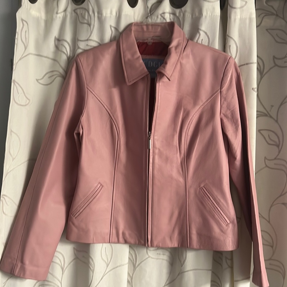 Pink genuine leather jacket. Made by Edge size large